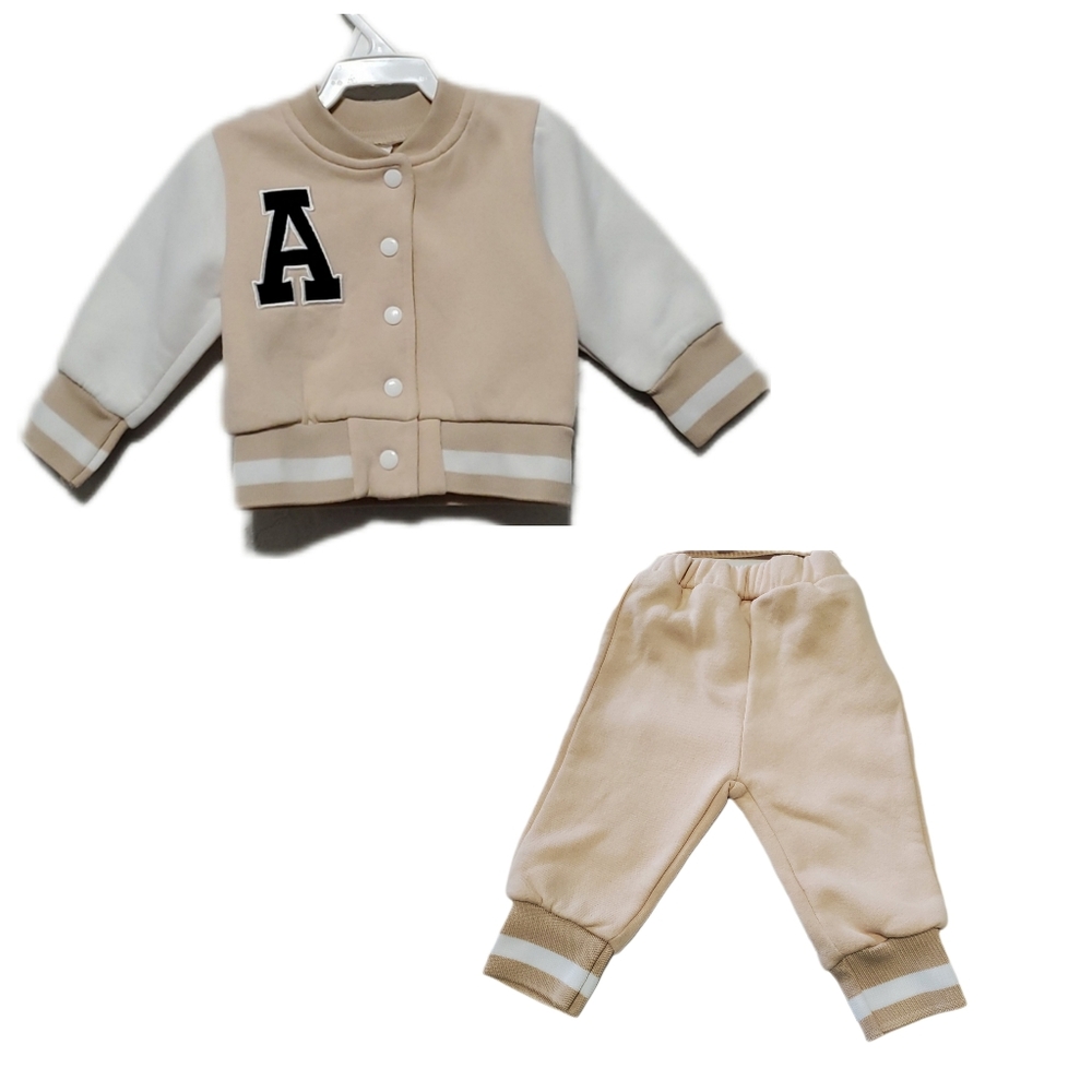 Shein Baby Boys' Casual Long Sleeve Letter Jacket & Jogger Set Size 3-6Months